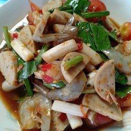 ยำไหลบัว หมูยอ+กุ้งสด