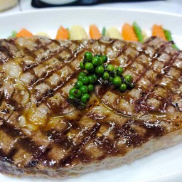 สเต็กเนื้อริบอาย 160 กรัม/ผักผัด/มันอบรม