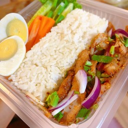 Steamed Rice + Namtok Pork + Egg