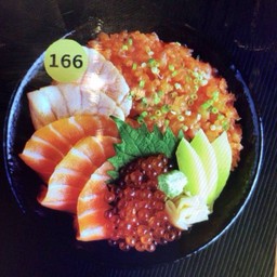 166.ข้าวหน้าแซลมอนสามสไตล์