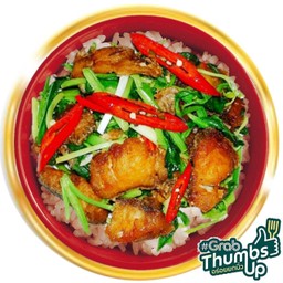 อร่อยยกนิ้ว - ข้าวหน้า ปลานิลเนื้อ ผัดขึ้นฉ่าย