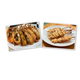 เซ็ตซีฟู้ด x2 กุ้ง+ท้องแซลม่อน 5 ไม้