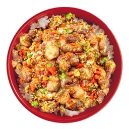 อร่อยยกนิ้ว - ข้าวหน้า หมูทอด คั่วพริกกระเทียม