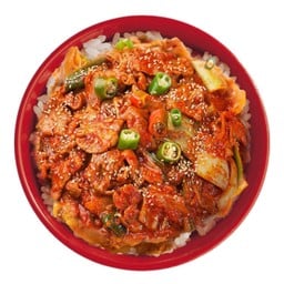 อร่อยยกนิ้ว - ข้าวหน้า สันคอหมูผัดกิมจิ