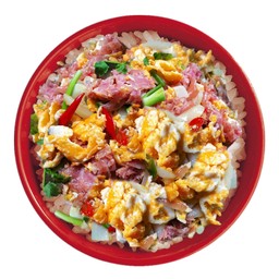 อร่อยยกนิ้ว - ข้าวหน้า คั่วไข่แหนมลูกโดด