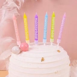 ขายแยก เทียนมีลายตัวอักษร happy birthday 1 เล่ม คละสี