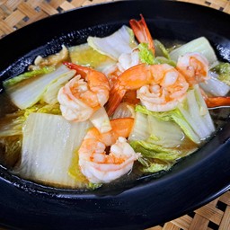 กุ้งผัดผักกาดขาว