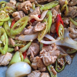 ไก่ผัดพริกหยวก (เป็นกับ)