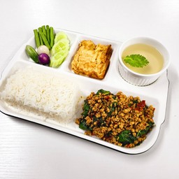 #62 คั่วกลิ้งไก่ ข้าวหอมมะลิไดโนเสาร์ (เซ็ตเบนโตะ)