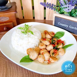 ข้าวกะเพรา เต้าหู้หมู