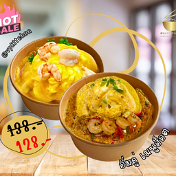 ข้าวไข่ข้นกุ้ง+กุ้งผัดพริก