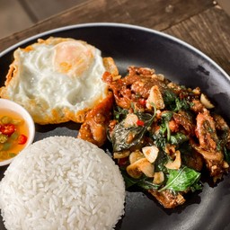 ผัดโหระพา (ราดข้าว)