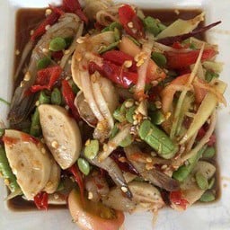 ตำแตงกุ้งสด+หมูยอ