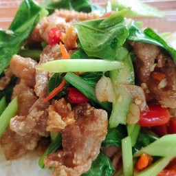 ข้าวผัดคะน้าหมูทอด