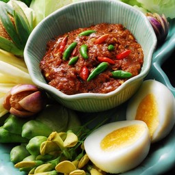 น้ำพริกปลาย่าง   +  ผักลวก