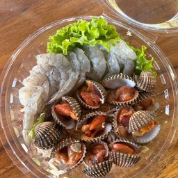 หอยแครงลวก+กุ้งสด
