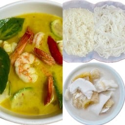 Set แกงเขียวหวานกุ้ง (แกงเขียวหวาน+ข้าวหรือขนมจีน+กล้วยบวชชี)