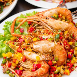 กุ้งก้ามกราม ผัดพริกเกลือ