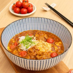 Tomato & Egg Pork Curry Udon With Cheese