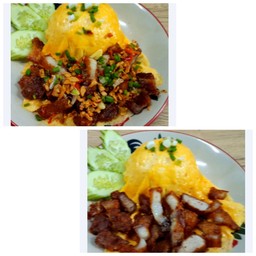 [เซตสุดฮิต] ข้าวไข่ข้นหมูสามชั้นคั่วพริกเกลือ + ข้าวไข่ข้นหมูทอดน้ำปลา