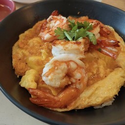 67.ข้าวไข่ข้นราดซอสมันกุ้ง(ซีฟู๊ด,แซลมอน)