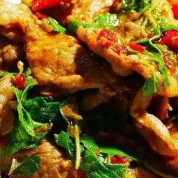 ผัดกระเพราหมูชิ้น