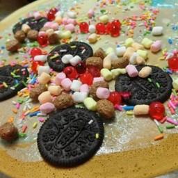 เครปแยมบลูเบอรี่+โอริโอ้+เยลลี่+เม็ดสีเรนโบว์+มาสเมโร่