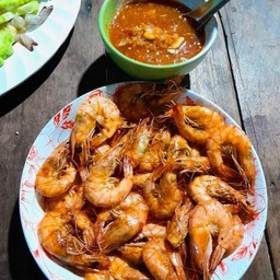 กุ้งคั่วเกลือ นํ้าจิ้มมะขามแซ่บ