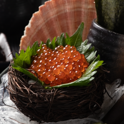 ซาชิมิไข่ปลาแซลมอนคู่สาหร่ายย่าง / Ikura with Grilled Seaweed Sashimi