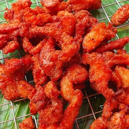 หมูติดมันทอด ชั่ง 1 ขีด (มันฉ่ำมาก)