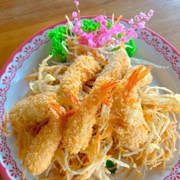 (ถาด)ส้มตำกุ้งทอด