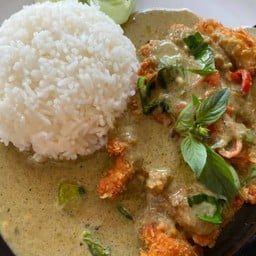 แกงเขียวหวานไก่กรอบ(น้ำขลุกขลิก)+ข้าว