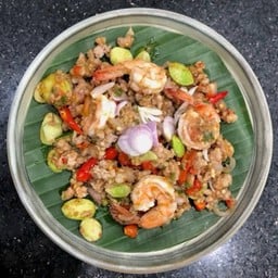 ผัดกะปิสะตอกุ้งหมูสับ