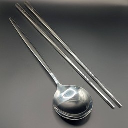 ช้อน ตะเกียบ เกาหลีสีเงิน