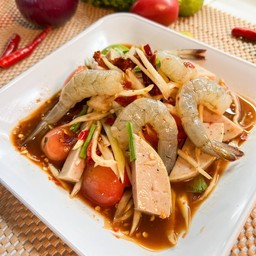 ตำหมูยอ กุ้งสด -กุ้งลวก