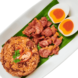 ข้าวผัดน้ำพริก + เบคอน
