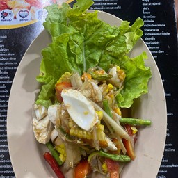 ตำไทยปลาร้าไข่เค็มข้าวโพค