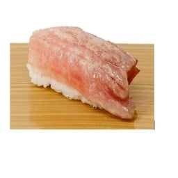 ข้าวปั้นหน้าปลาทูน่า เนื้อส่วนโทโร่เผา 1 คำ