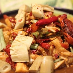 ส้มตำหน่อไม้สด+ปูนา