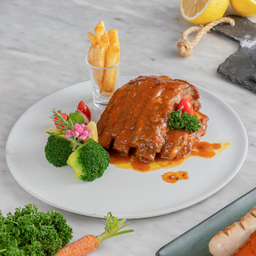 ซี่โครงหมูอบซอสสัปปะรด