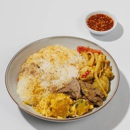 ข้าวหมูทอดใส่ถุง+กับข้าว 1 อย่่าง (โปรดระบุ)