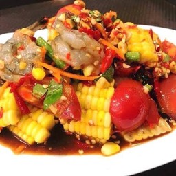 ตำข้าวโพดกุ้งสด (กุ้งดิบ)