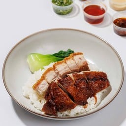 ข้าวคอมโบเป็ด+หมูกรอบ+ไข่ต้ม