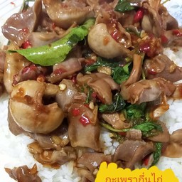 ข้าวกะเพราเครื่องในไก่