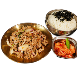 box set ชุดข้าวลาบหมู (spicy minced pork salad set)