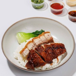 ข้าวคอมโบเป็ด+หมูกรอบ