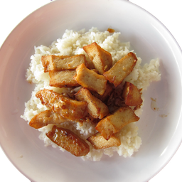 ข้าวหมูยอทอดกระเทียม