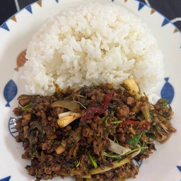 ผักกาดดองหมูสับราดข้าว