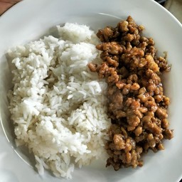 ข้าวหมูสับ น้ำมันหอย