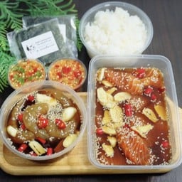 Setคู่ แซลมอนดองซีอิ๊ว1+กุ้งดองซีอิ๊ว1ฟรีข้าวสวย